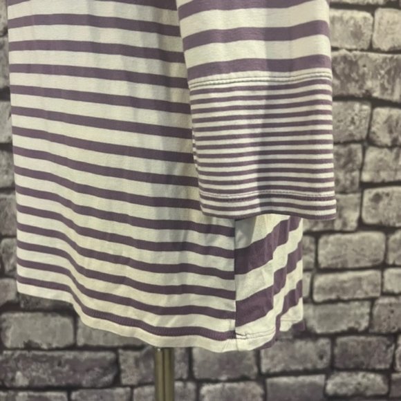 Chico's Purple & White Striped 3/4 Sleeve Tee Size Small - Picture 5 of 9